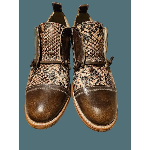 FREEBIRD By Steven Mabel Exotic Edgy Western Distressed Brown Shoes Women Size 8 - Picture 7 of 10